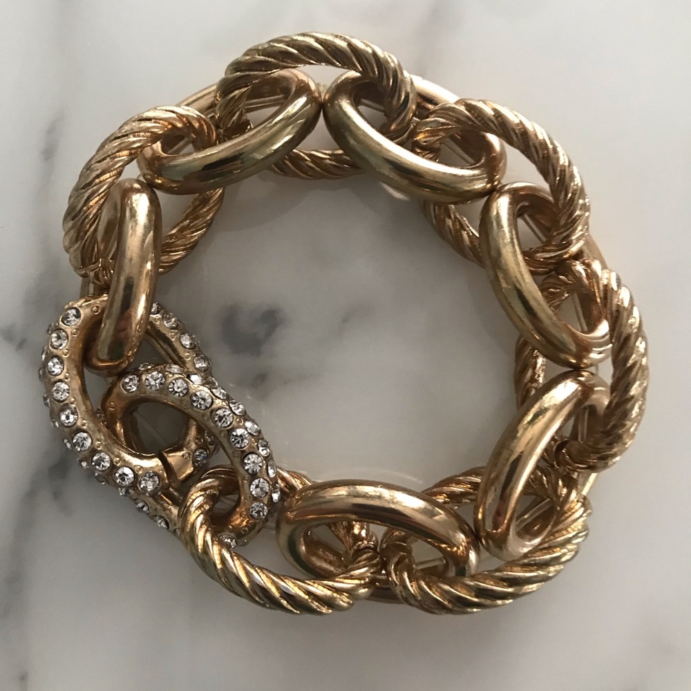 Gold Chunky Pave Chain Link Bracelets - Picture 3 of 4